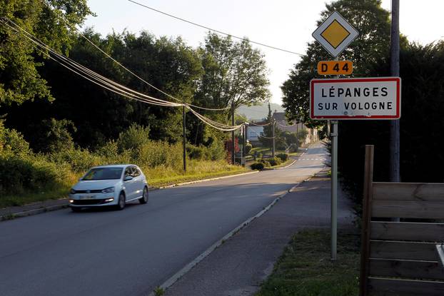 A city sign is seen at the entry to Lepanges-sur-Vologne
