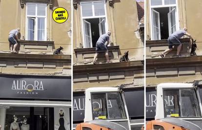 VIDEO Herojski pothvat u centru Zagreba: Popeo se po skeli da spasi psa, ljudi mu zapljeskali