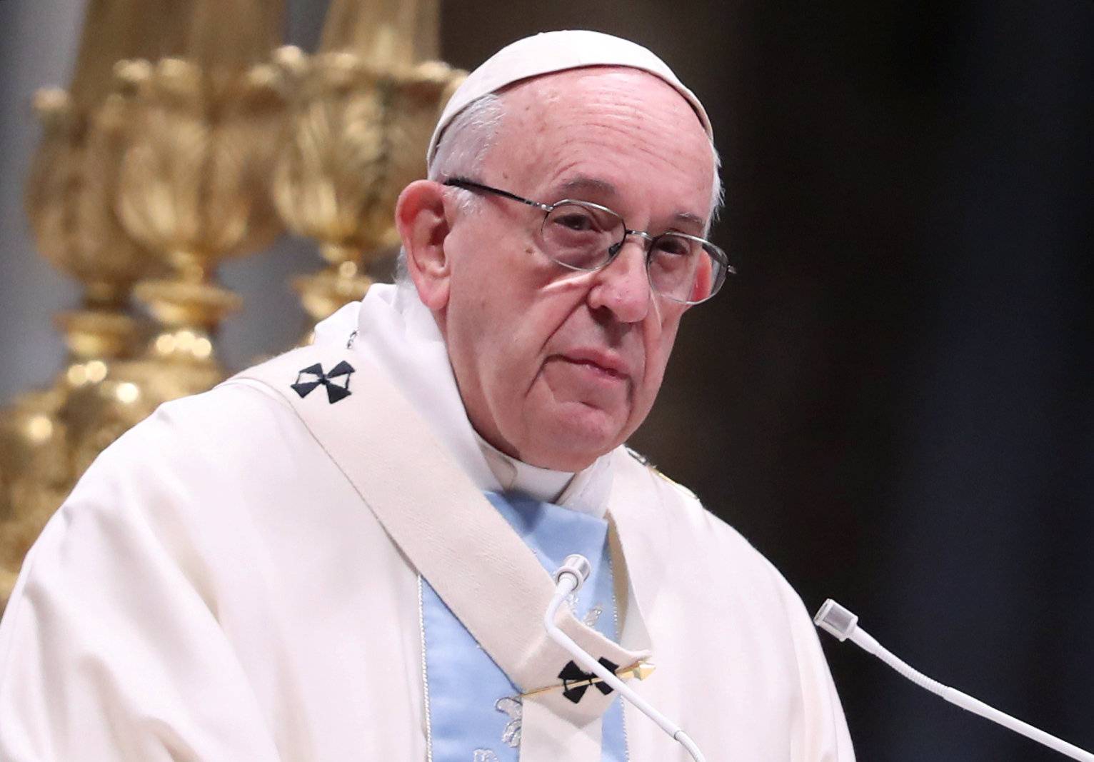 Pope Francis leads a mass to mark the World Day of Peace in Saint Peter's Basilica at the Vatican