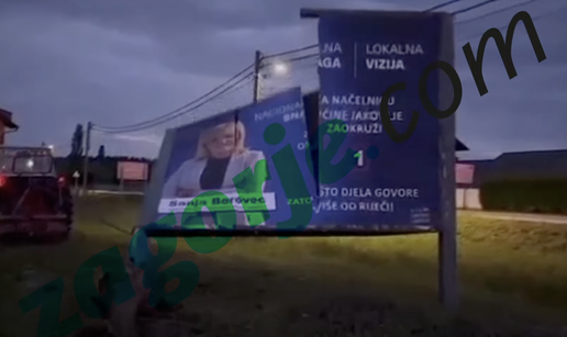 VIDEO Traktor protiv HDZ-a: Bijesni vozač rušio predizborni jumbo plakat Sanje Borovec!