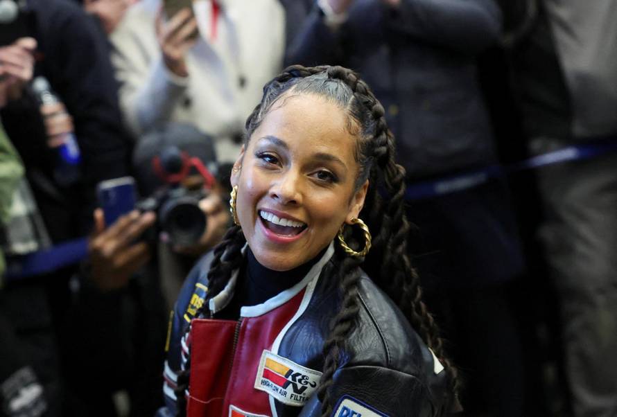 Singer Alicia Keys performs at St. Pancras International Station in London