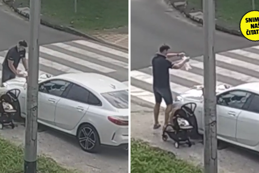 VIDEO Tata na zadatku: Presvukao bebu na haubi auta i raznježio prolaznike u Zagrebu