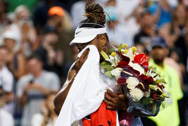 Serena Williams vs Switzerland's Belinda Bencic during the National Bank Open in Toronto
