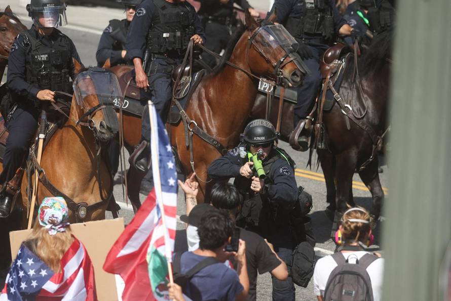 Protest against federal immigration sweeps, in Los Angeles