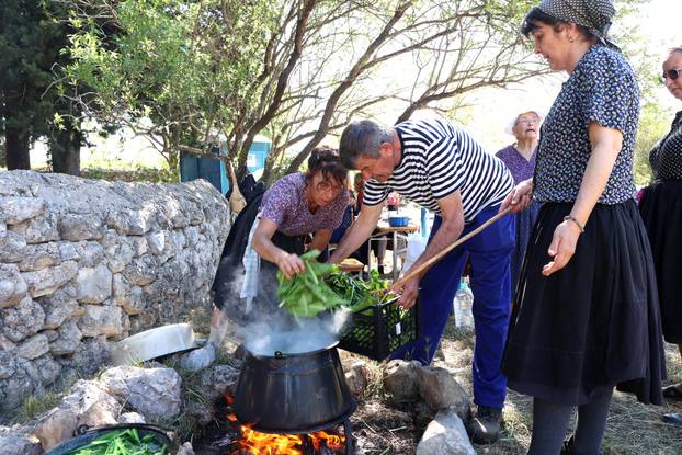 Vodice:Tradicionalni prvosvibanjski piknik u Rakitnici,spremanje divljeg zelja i pulente.