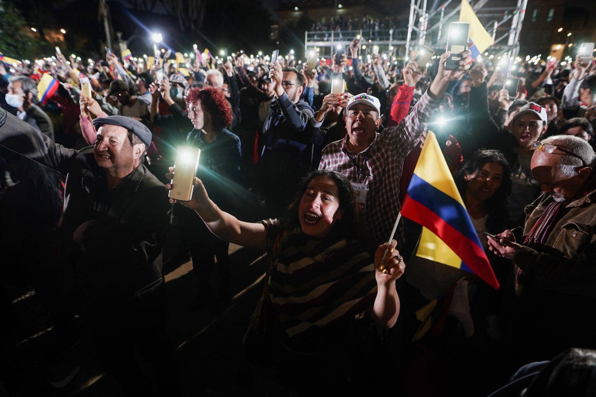 Supporters of Colombian President Gustavo Petro gather in Bogota