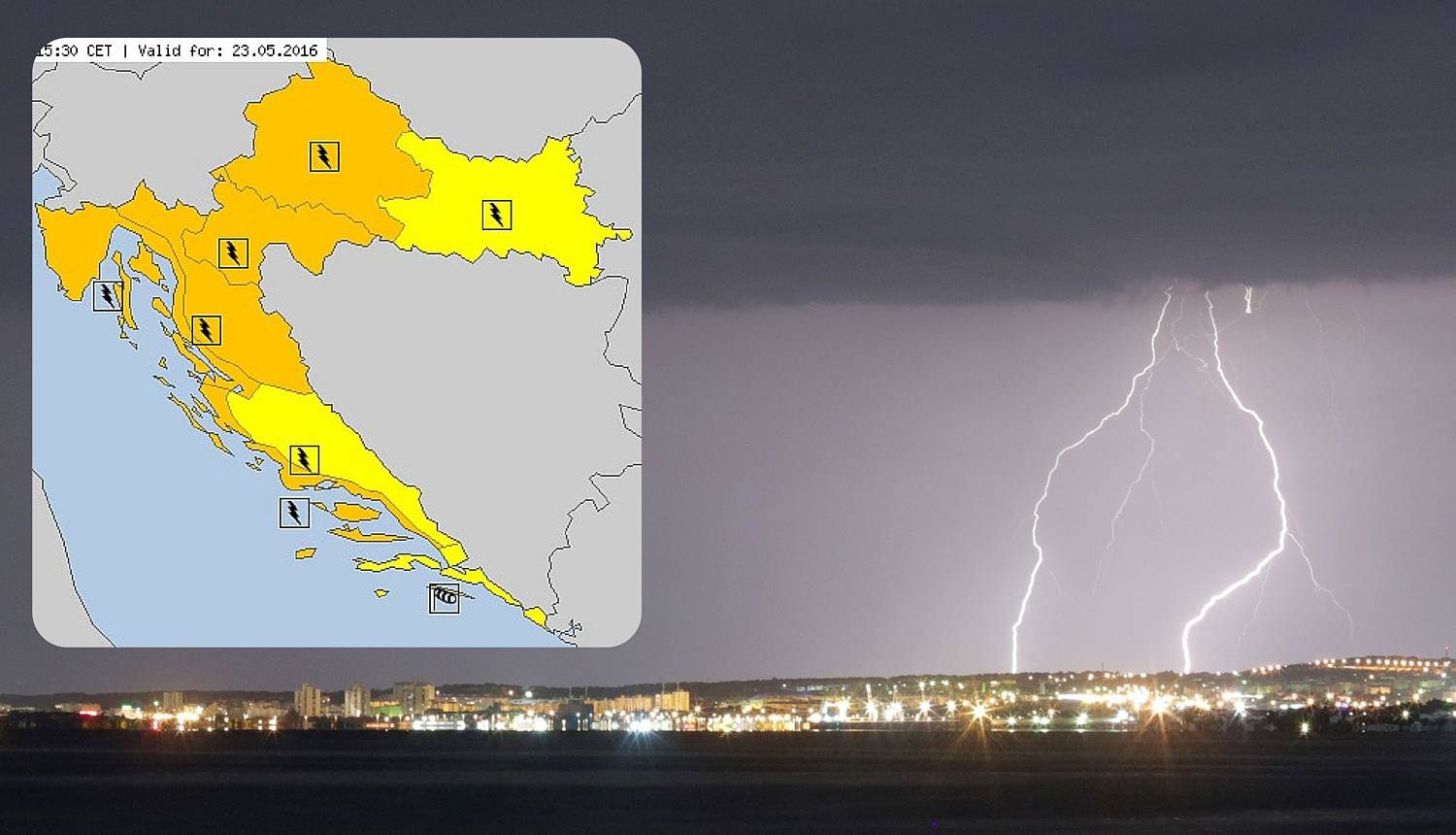 Cijelu Hrvatsku zahvatit će jak vjetar i grmljavinsko nevrijeme
