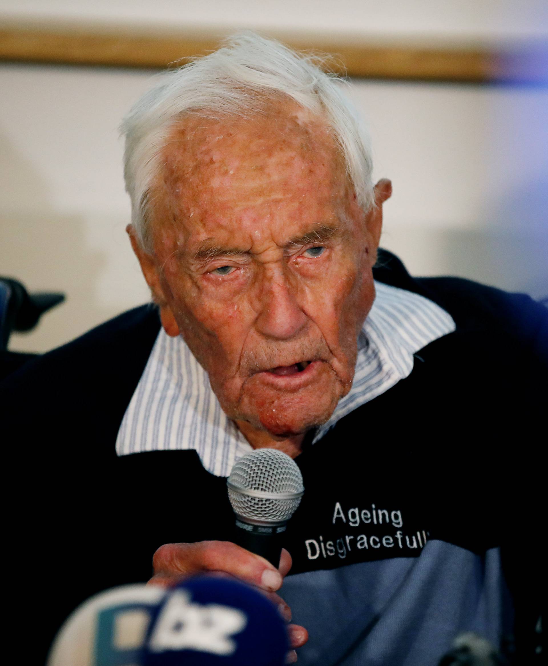 David Goodall speaks during a news a conference a day before he intends to take his own life in assisted suicide, in Basel