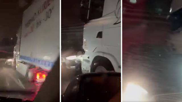 Bizarna snimka iz Slovenije: Kamion vozi po autocesti, a ispred sebe gura automobil