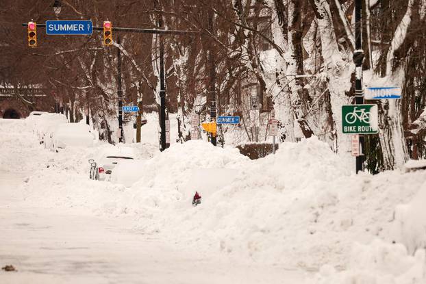 Damage from a winter storm in Buffalo, NY