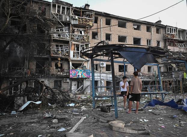 Aftermath of a Russian drone and missile strike in Zaporizhzhia