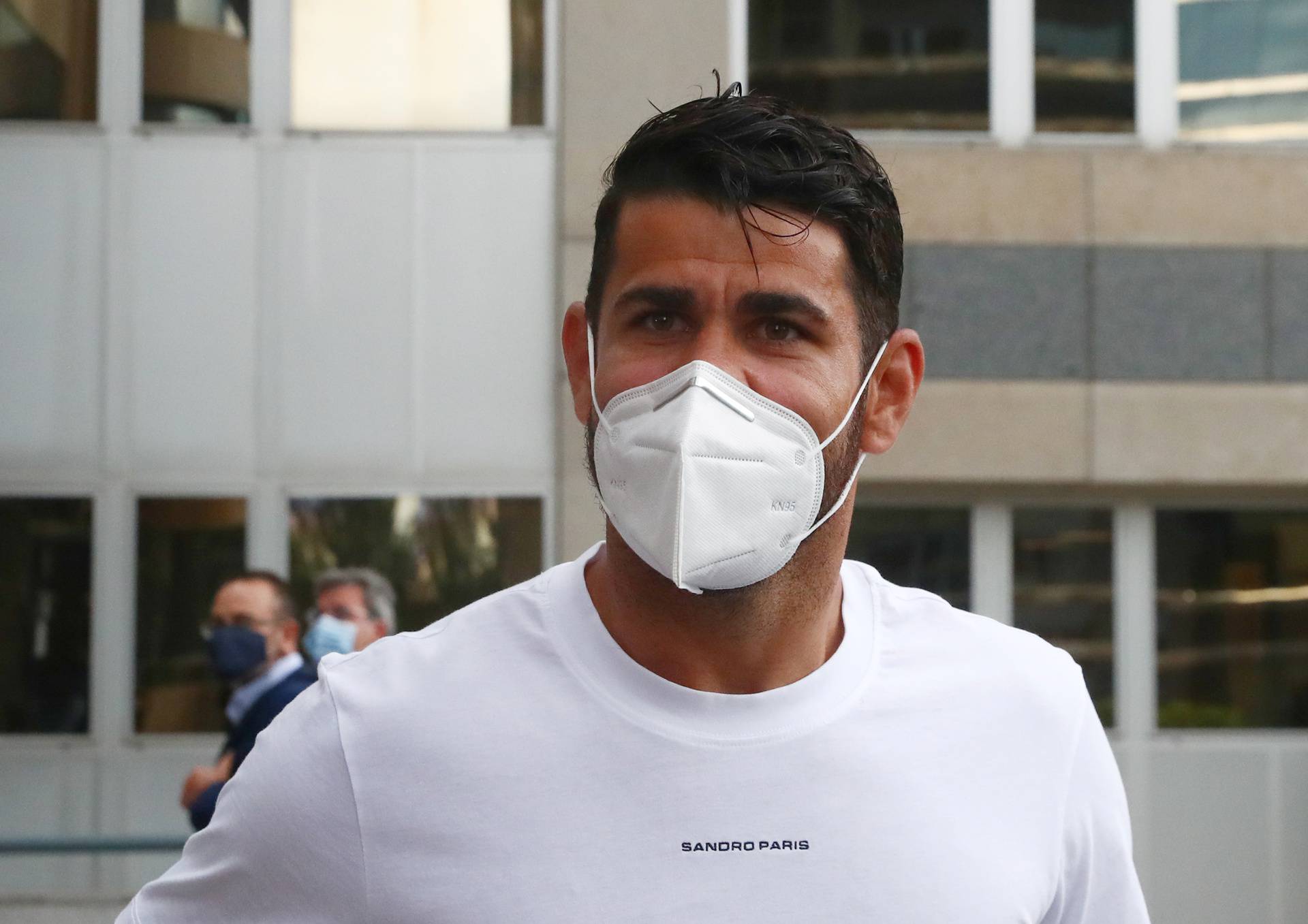 Atletico Madrid's Diego Costa arrives at a court to attend a trial for tax fraud