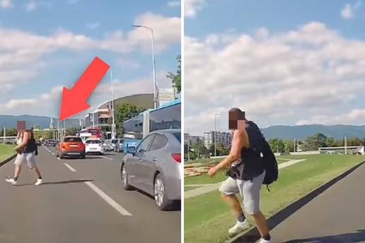 Snimka iz Zagreba: Tri trake, a on lagano s mobitelom na uhu