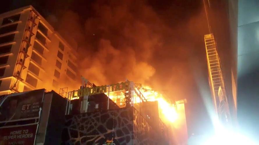 Fire rages at a multi-storey building in Mumbai, India