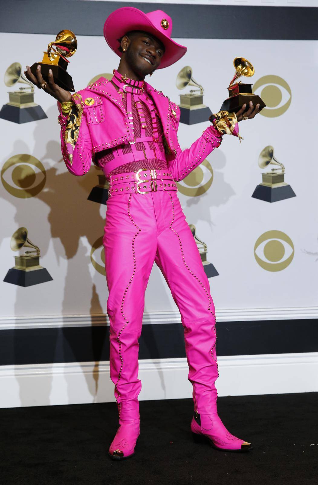 62nd Grammy Awards – Photo Room – Los Angeles, California, U.S., January 26, 2020 - Lil Nas X poses backstage with his Best Music Video and Best Pop Duo/Group Performance awards for "Old Town Road\