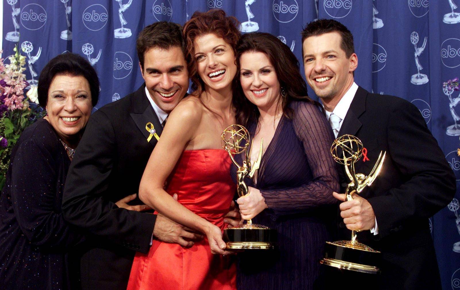 FILE PHOTO: Shelley Morrison with the cast of "Will & Grace"  at the 52nd annual Emmy Awards in Los Angeles