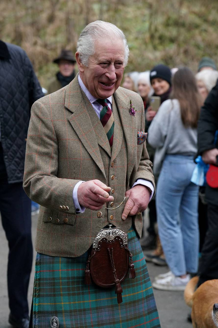 Britain's King Charles visits Aboyne and Mid Deeside Community Shed, in Aboyne