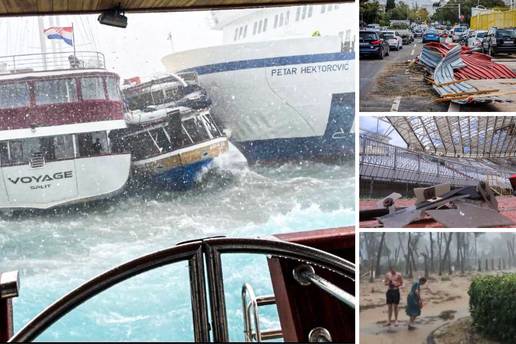 Pet minuta kaosa: Vjetar čupao brodove i stabla, ljudi  spašavali jedni druge. Štete su milijunske