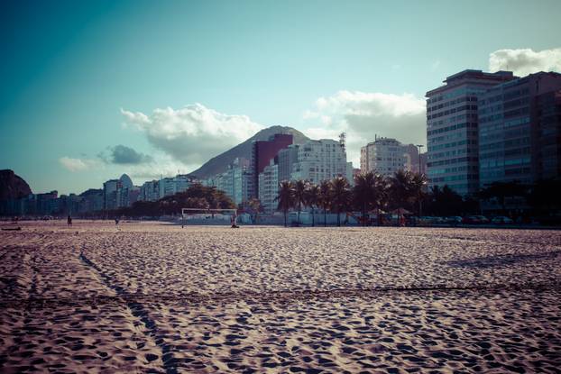 View of Ipanema Beach in the evening, Brazil