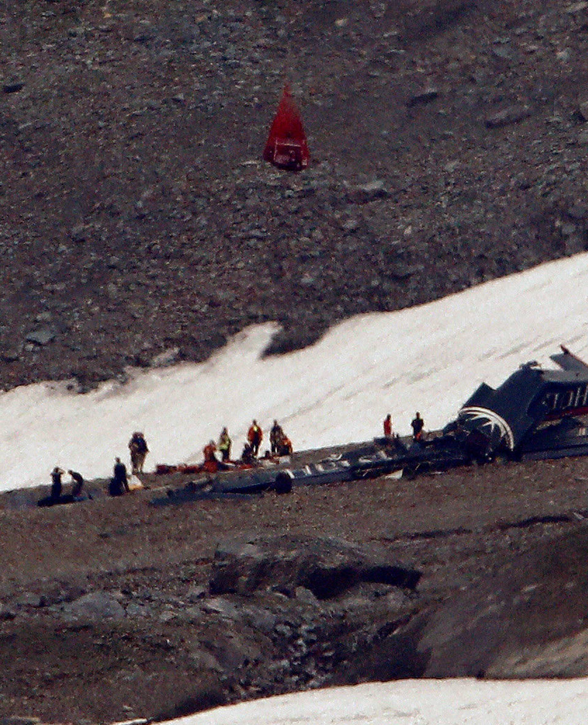 A general view of the accident site of a Junkers Ju-52 airplane near Flims