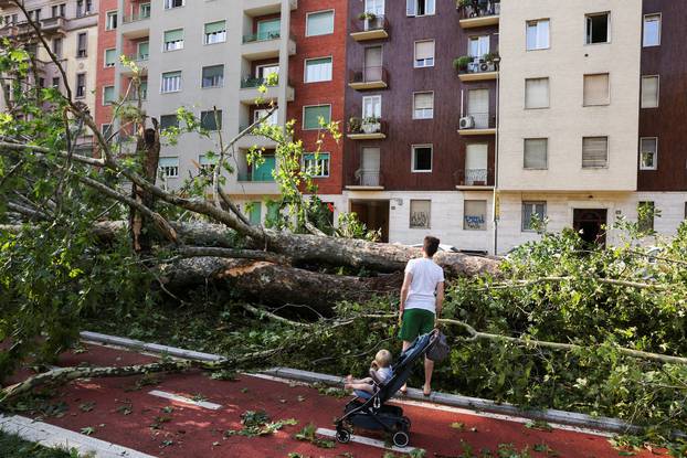 Aftermath of thunderstorm and heavy rain in Milan