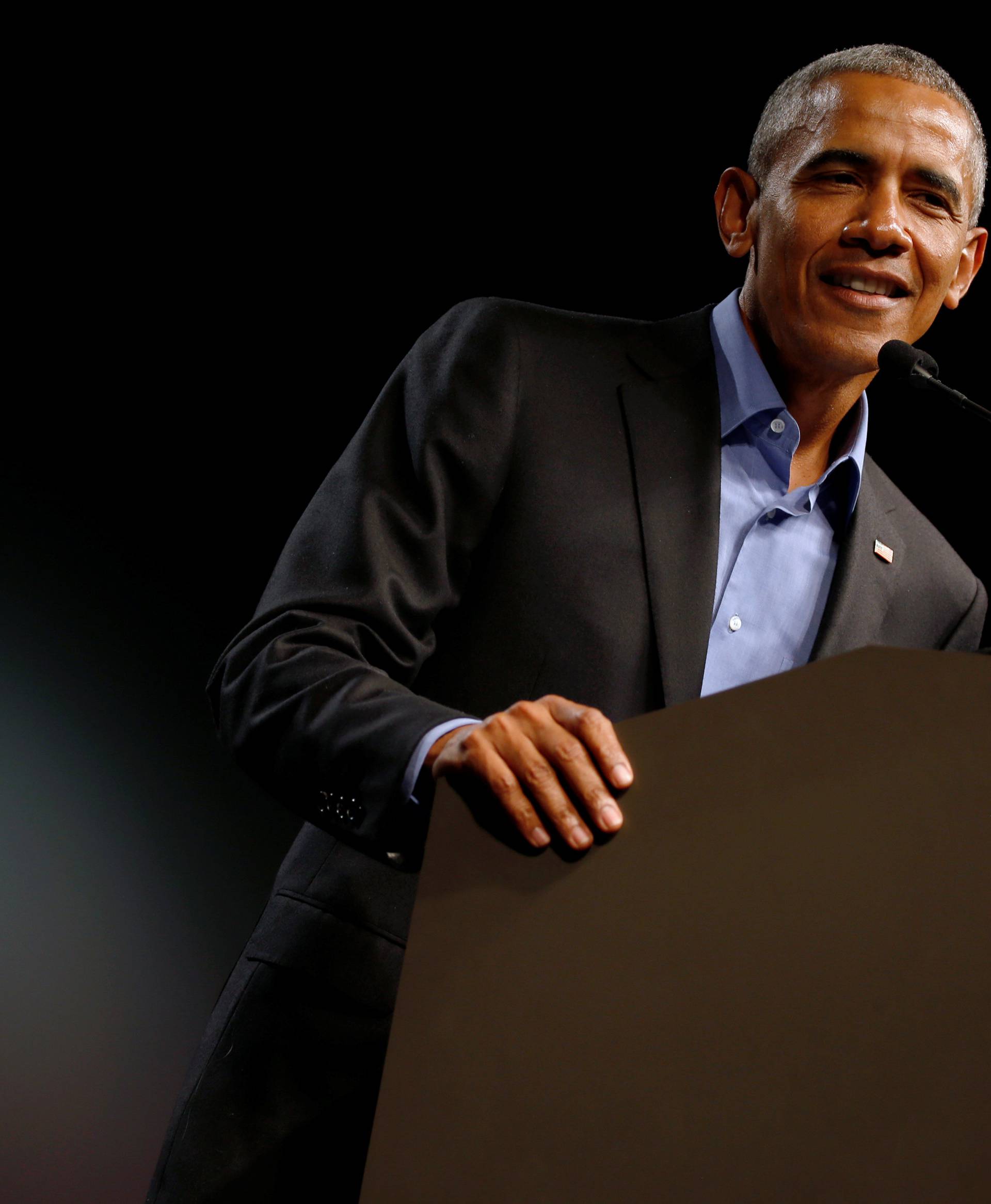 Obama campaigns in support of Northam at a rally with supporters in Richmond, Virginia