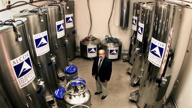 Dr. Jerry Lemler, president and CEO of Alcor Life Extension Foundation, stands in the Patient Care Bay area at the company's headquarters in Scottsdale, Arizona