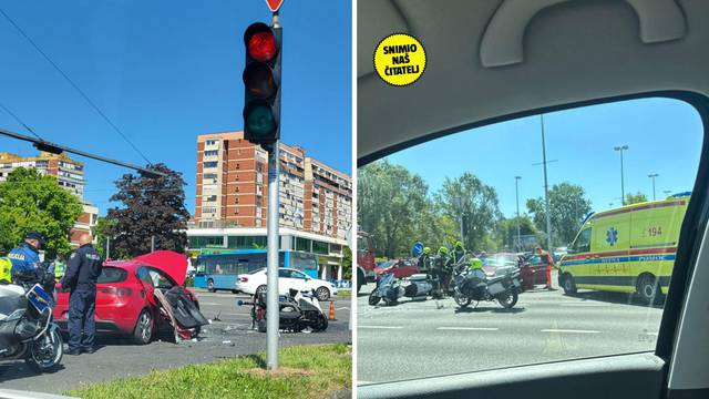 VIDEO Teška nesreća u Novom Zagrebu: Sudarili se policijski motocikl i auto, stigle i Hitne