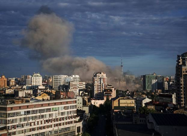 A missile strike in Kyiv