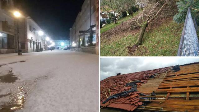 Snažno nevrijeme zabijelilo je Livno: Oštećene kuće, iščupana stabla, led je prekrio ulice...