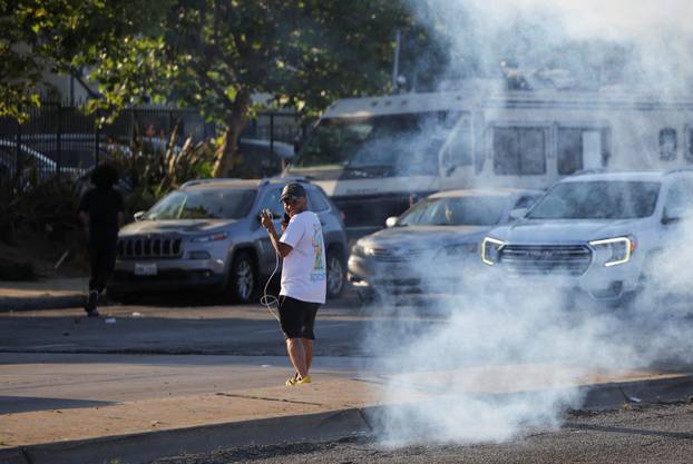 Protest following multiple detentions by Immigration and Customs Enforcement (ICE), in Paramount