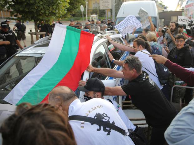 People take part in an anti-government demonstration in Sofia