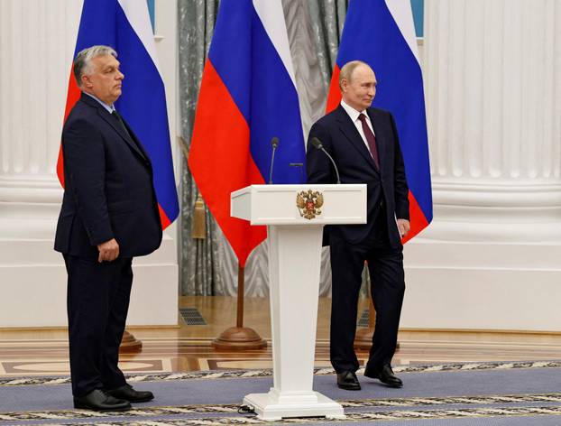 FILE PHOTO: Hungary's Prime Minister Orban and Russia's President Putin attend a press conference in Moscow