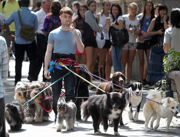New York: Daniel Radcliffe na setu fima Trainwreck