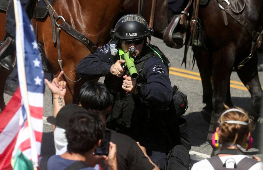Protest against federal immigration sweeps, in Los Angeles