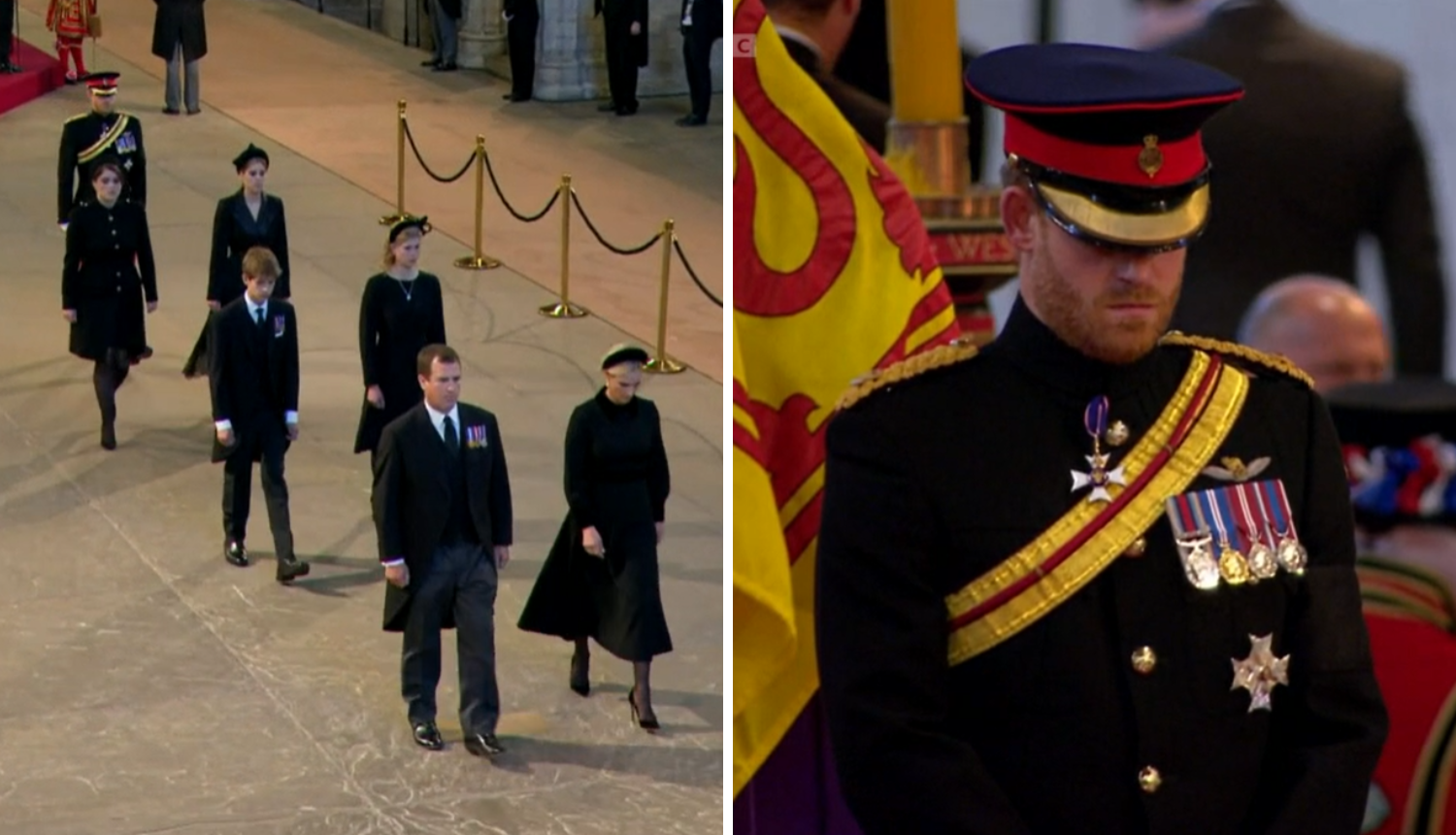 Kraljičini unuci držali su stražu oko njenog lijesa, princ Harry ipak je bio u vojnoj uniformi