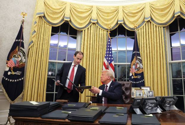 U.S. President Donald Trump at the Oval Office in Washington