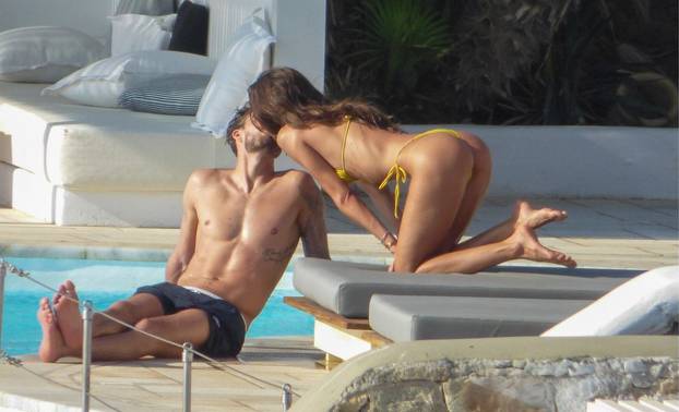 Izabel Goulart and Kevin Trapp seens to have fun at vacation on Mykonos Island in Greece
