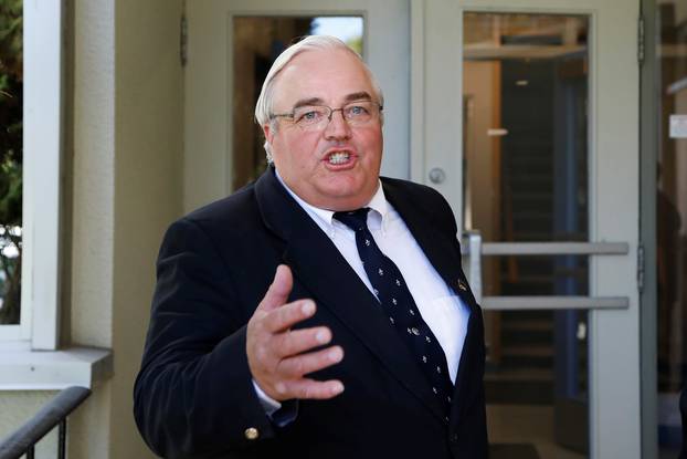 Blackmore speaks to reporters after a Canadian court found the former leader of a breakaway religious sect guilty of practicing polygamy, in Cranbrook.