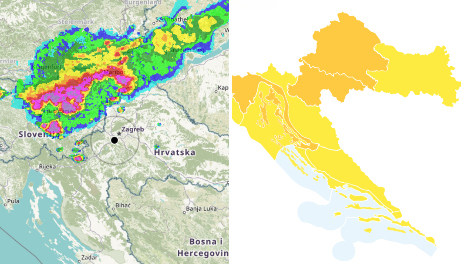 Nevrijeme zahvatilo Hrvatsku: Padala jaka kiša, grmljavina...