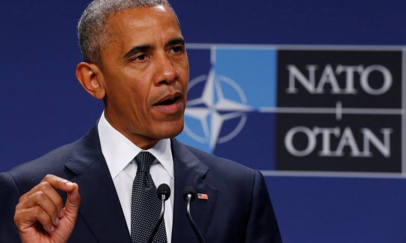 Obama delivers remarks to reporters after meeting with Duda at the NATO Summit in Warsaw, Poland