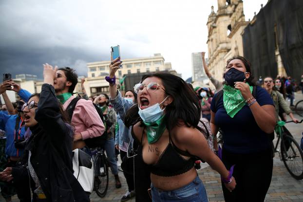 Rally in support of legal and safe abortion during a march to mark the International Safe Abortion Day, in Bogota