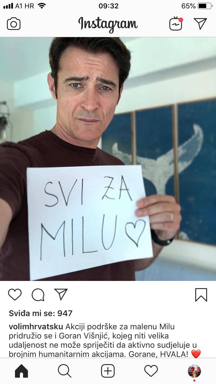 Višnjić, Modrić, Franka... za malu Milu svi su ujedinili snage