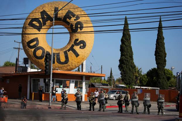Protest following multiple detentions by Immigration and Customs Enforcement (ICE), in Paramount