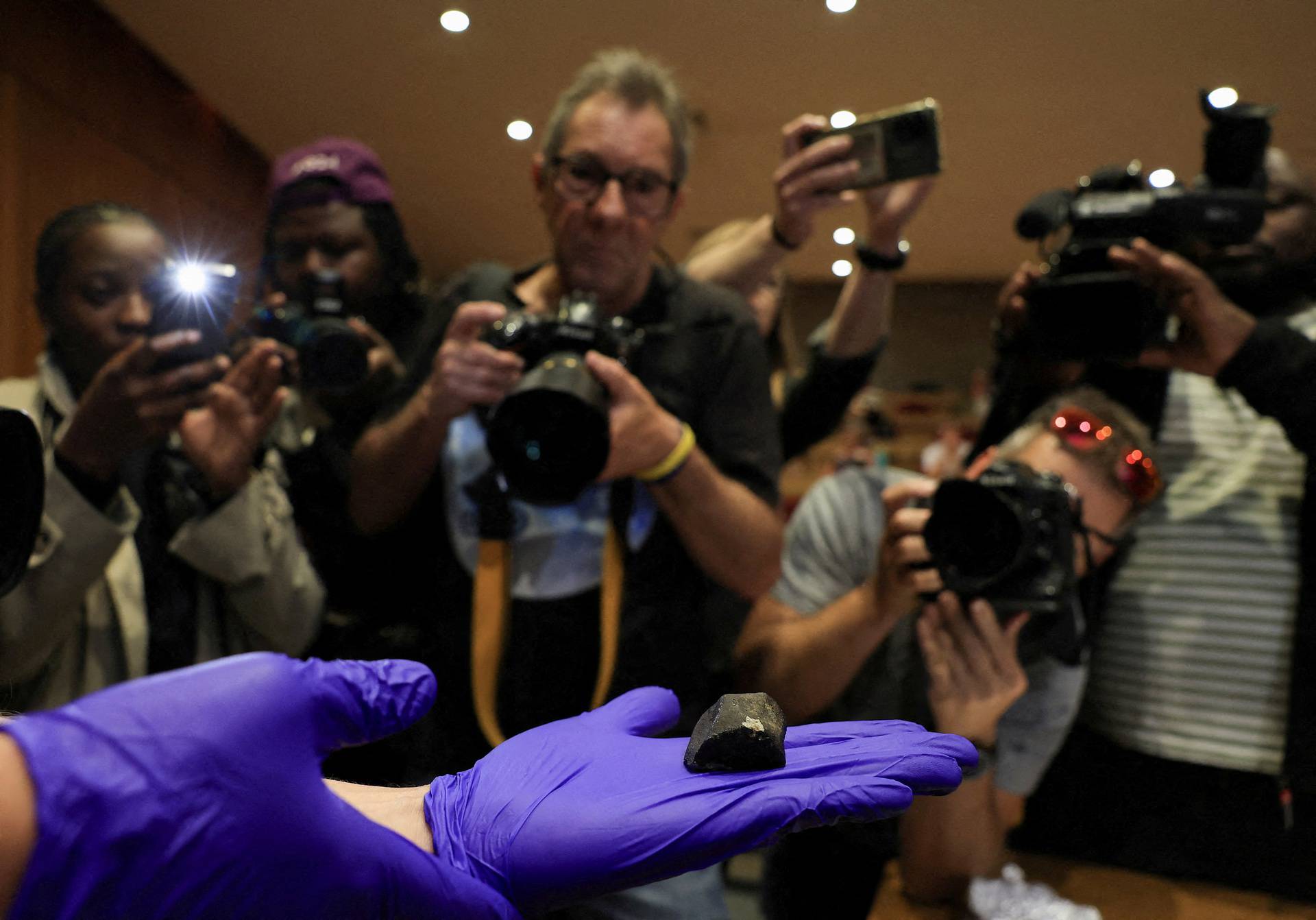 Unveiling of fragments of a meteorite seen in South African skies last week