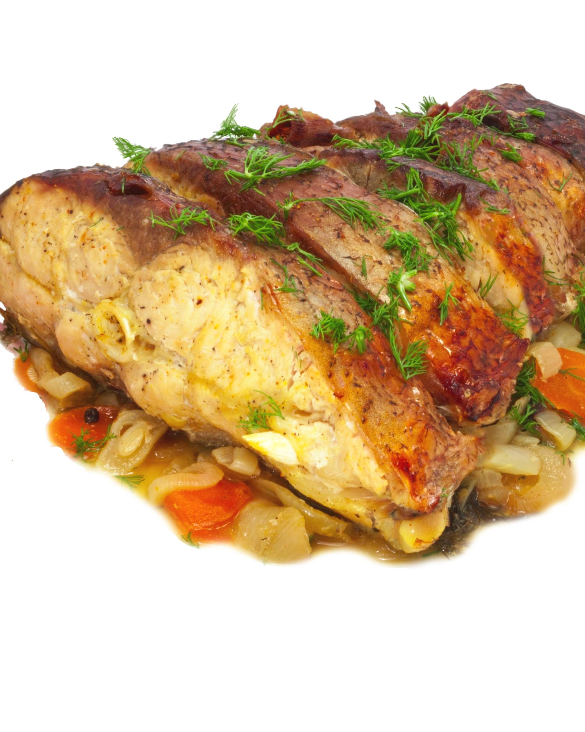 Fish baked with vegetables