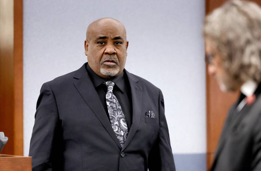 Duane Davis enters the courtroom before closing arguments in his murder trial, in Las Vegas