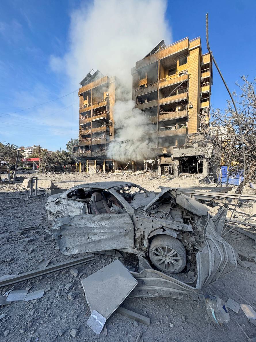 A view of a damaged building after an Israeli strike, following renewed hostilities between Hezbollah and Israel amid the U.S.-Israeli conflict with Iran