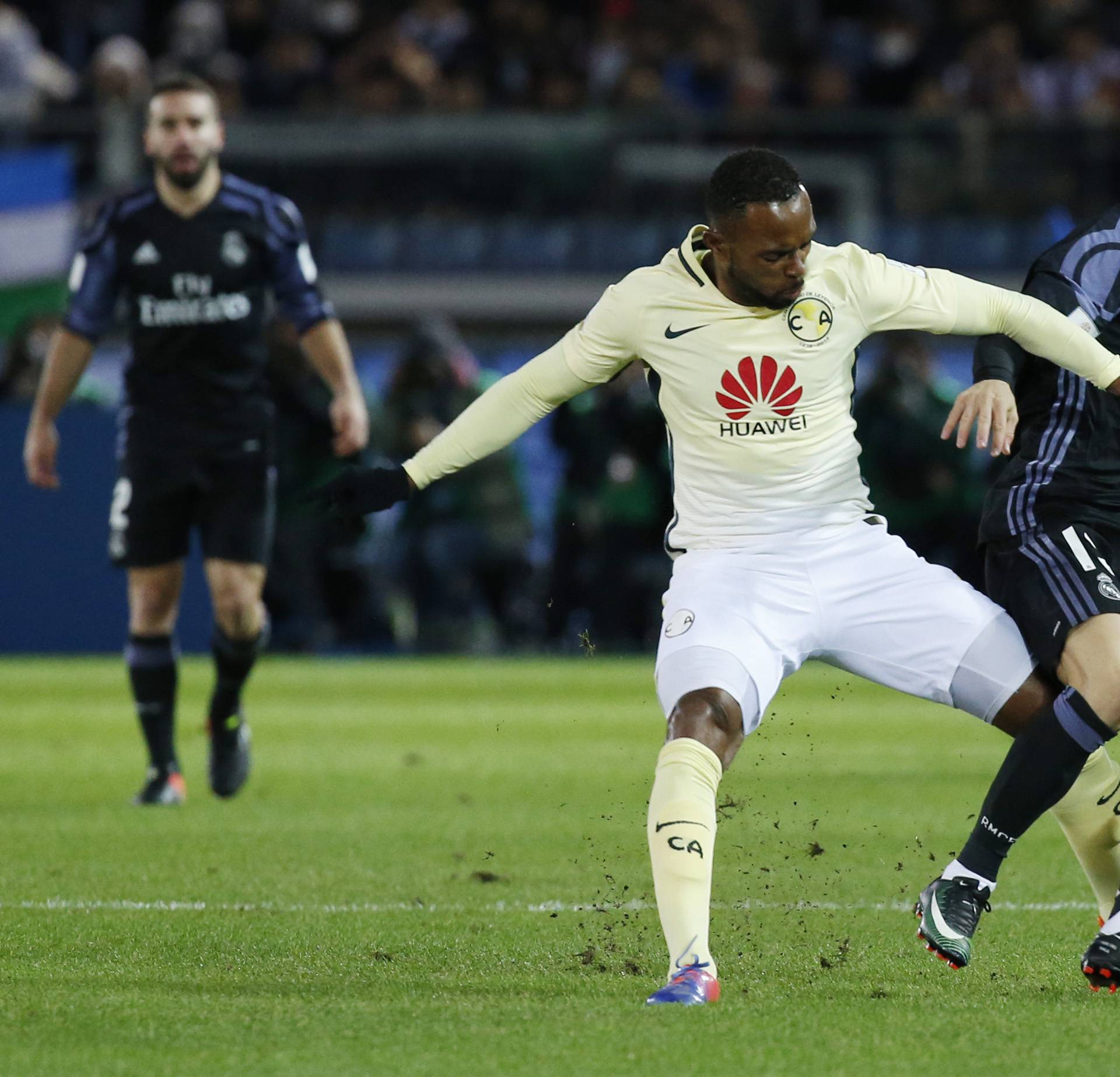 Real Madrid's Luka Modric in action with Club America's William