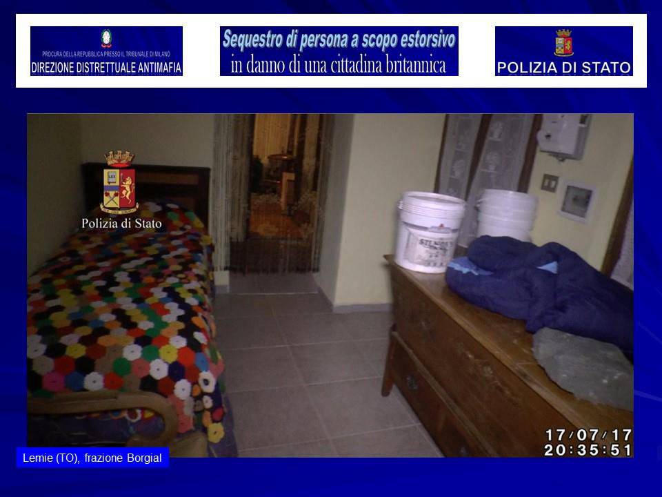 Italian Police handout shows the interior of a house in a small village near Turin where police say a kidnapped British model was held